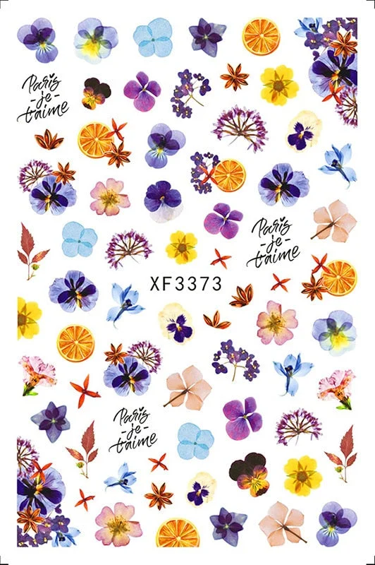 3D Nail Sticker Flowers Leaves Abstract Floral Decals And Sticker Nail Foils Slider Nail Art Decals Manicure Nails Accesories-Nail Inspo
