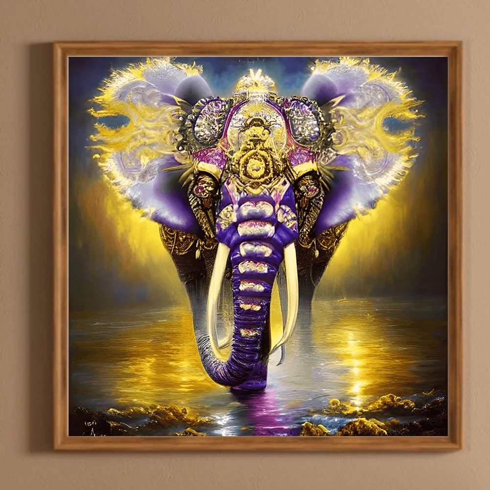 Full Round Diamond Painting 30*30cm - The Elephant Walking In The Starry Sky