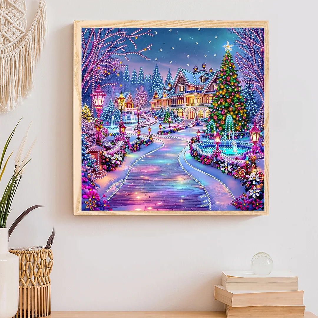 Christmas House - Diamond Painting - Partial Special Shaped Drill(Canvas|30*30cm)