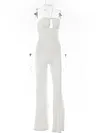 Solid Color Backless Jumpsuits Bottoms