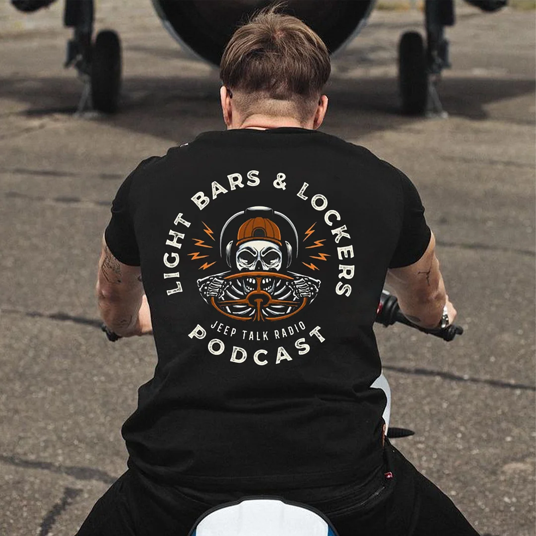 LIGHT BARS & LOCKERS PODCAST Skeleton Print Men's T-shirt