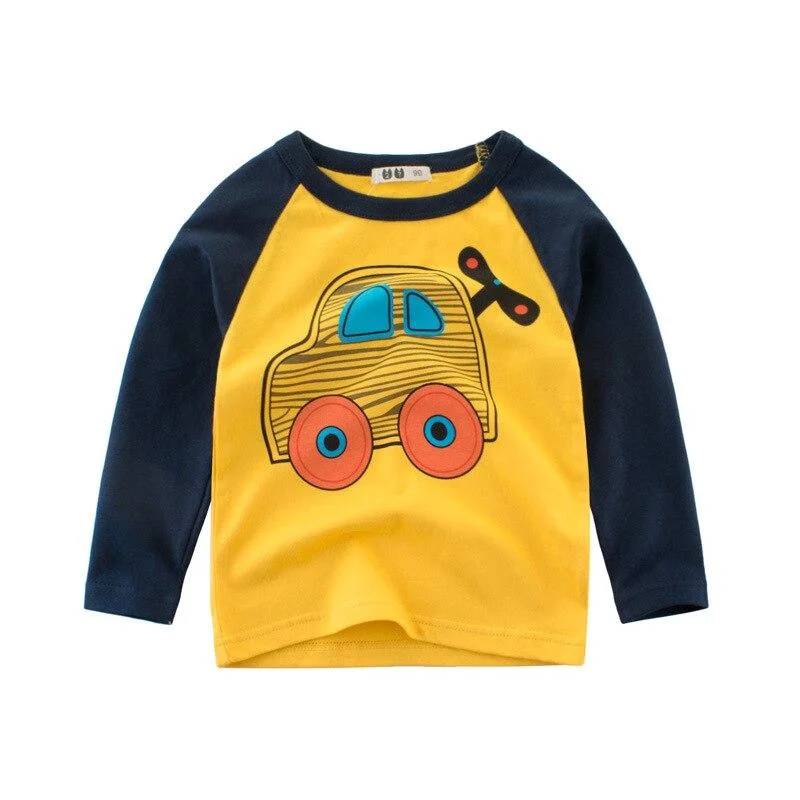 Boys T-shirts Fashion Cartoon Cars Tees Girls Long Sleeve Tops Autumn Winter Kids Cotton Sweatshirt Children Sport T Shirts