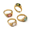 Stylish Bling Rhinestone Zircon Wiring 18K Golden Ring