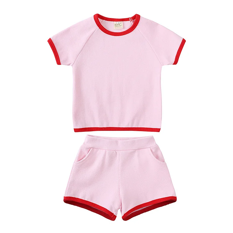 Kids Tales Children's Clothing Summer Soft Short-Sleeved Shorts Girls' Wear Suit Baby Boys' Casual Two-Piece Suit