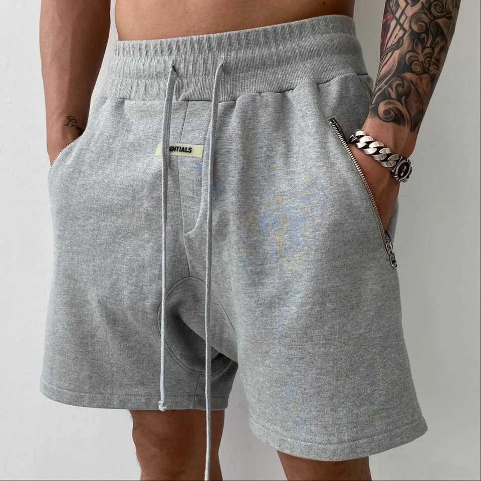 FOG ESSENTIALS Sports Fitness Crotch Shorts Men's Trendy Loose Zipper Bag Five-quarter Pants