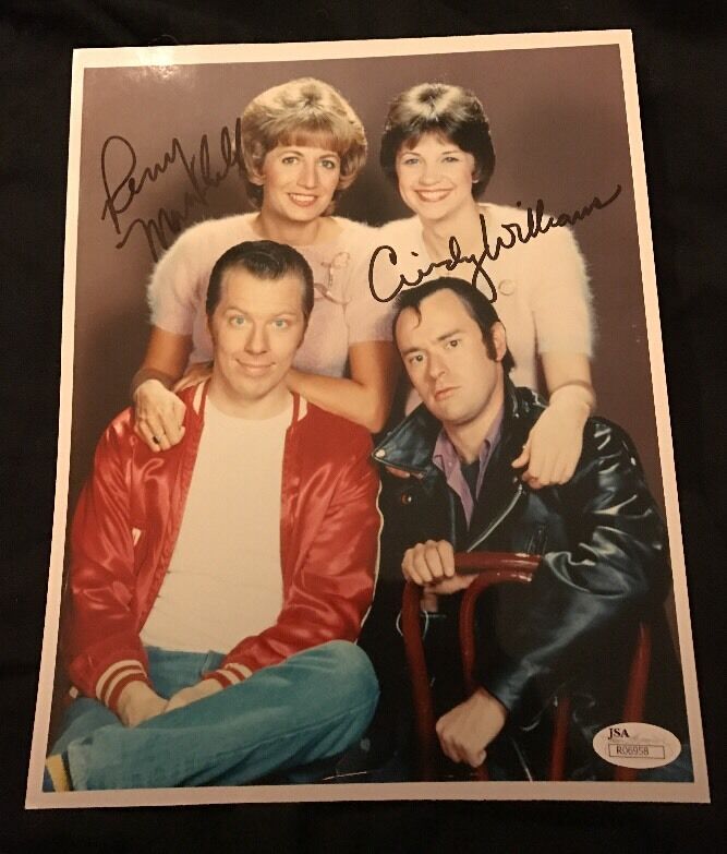 Laverne & Shirley SIGNED cast Photo Poster painting Cindy Williams Penny Marshall JSA COA RIP