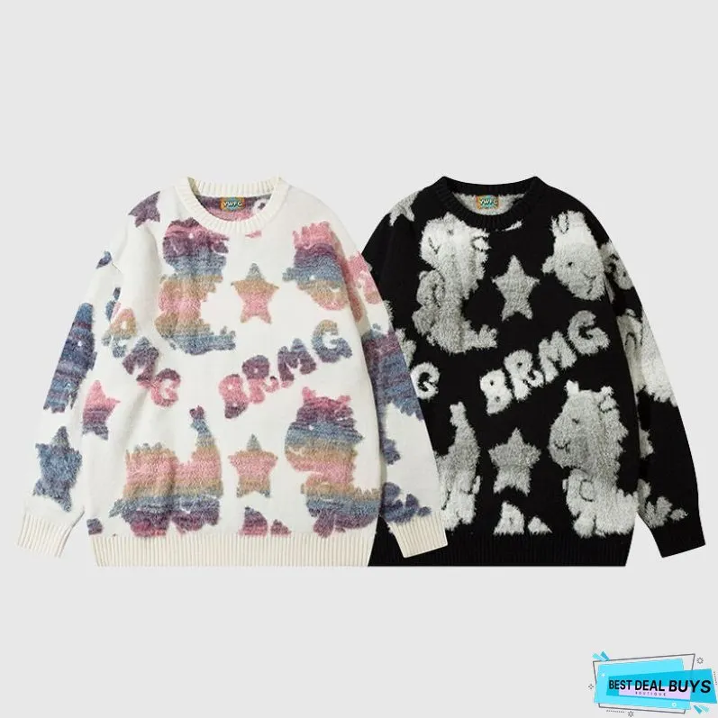 Colorful Dinosaur Jacquard Pullover