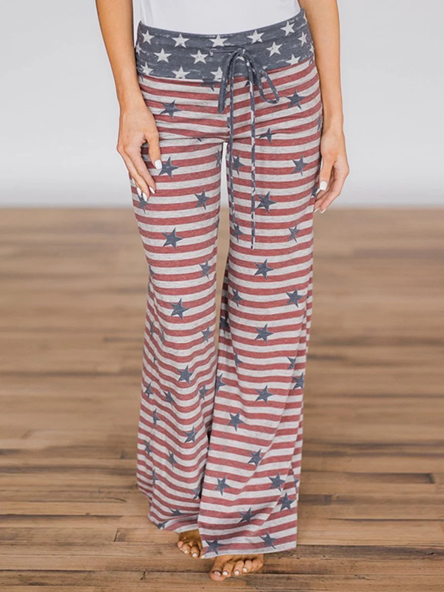 Vacation Printing Belt Casual Long Pant