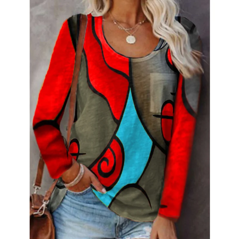 Casual Hit Color Long-sleeved T-shirt