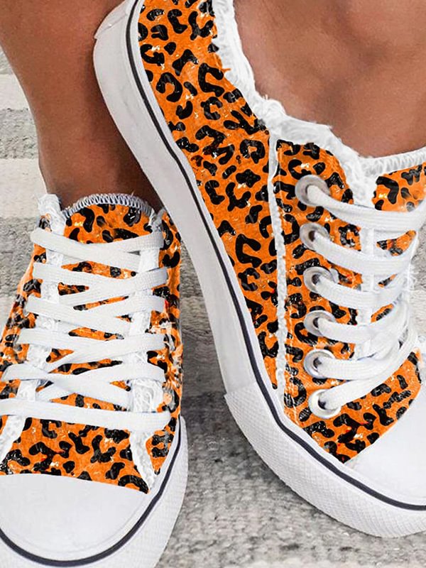 Orange Leopard Canvas Shoes