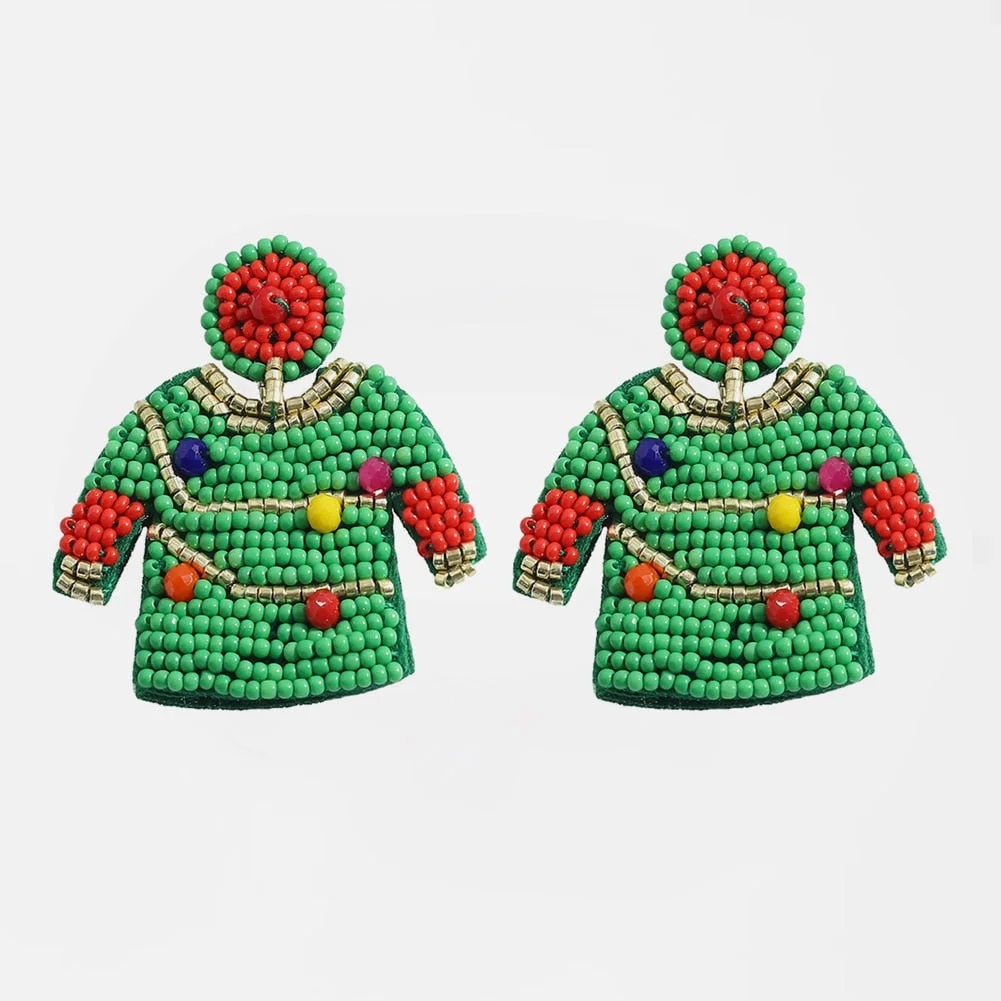 Dvacaman Boho Handmade Beaded Leaf Parrot Pendant Earrings for Women 2022 New Design Wedding Jewelry Korean Drop Dangle Earrings