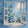 DIY Pearl Painting View from the Window for Home Decor with Frame(30*30cm)