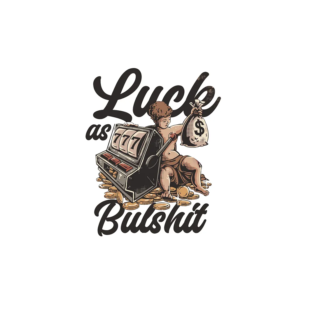 LUCK BULSHIT Cowboy and Wealth White Print T-shirt