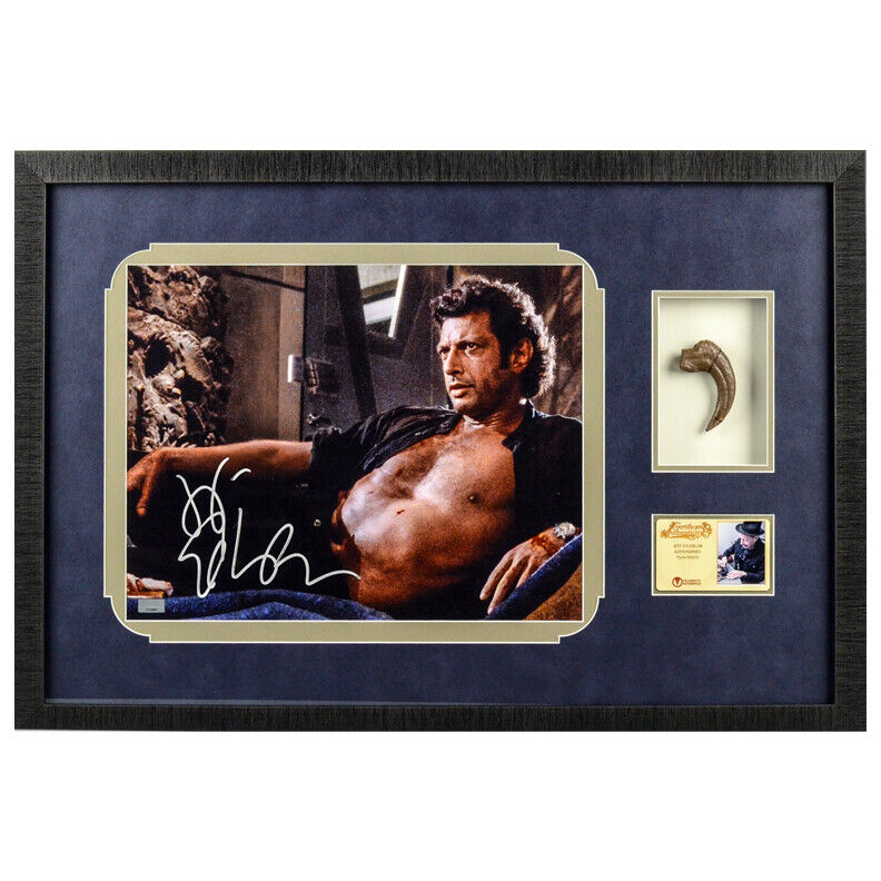 Jeff Goldblum Dédicacé Jurassic Park 11x14 Photo Poster painting Encadré W/Velociraptor Griffe