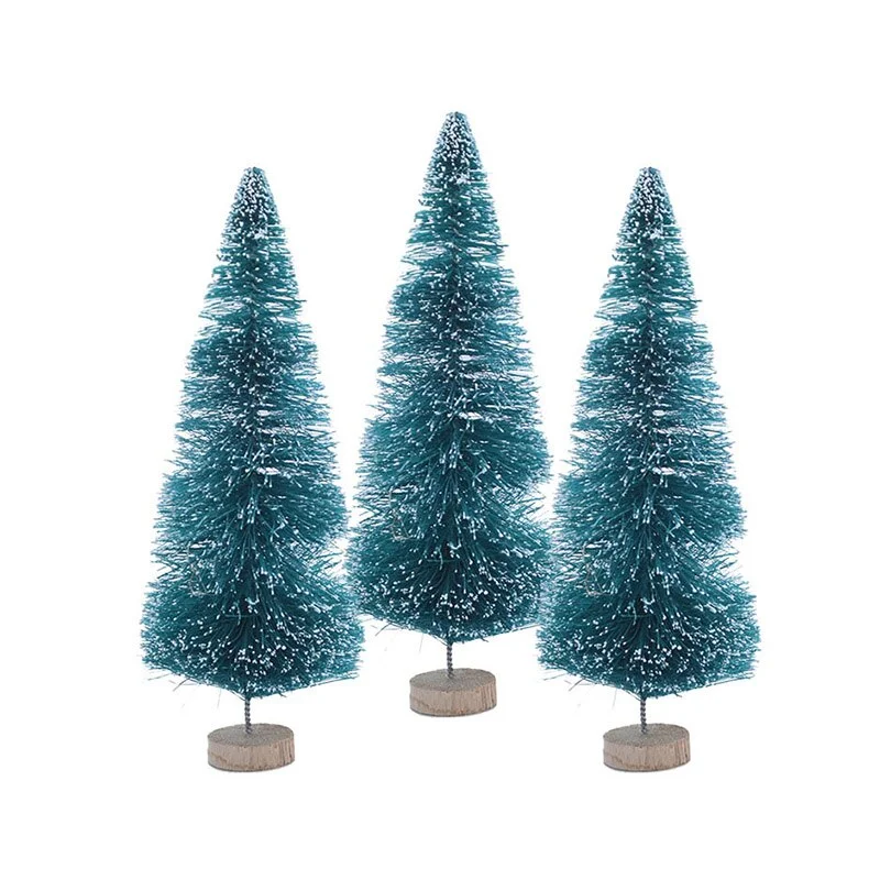 5Pcs 5-16cm Sisal Fiber Mini Christmas Tree Snow Frost Pine Tree DIY Craft Christmas Party Table Decoration Christmas Ornaments