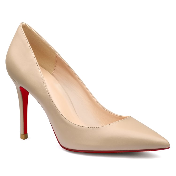 90mm Middle Heels Pointy Toe Red Bottom Pumps Patent/Suede/Matte
