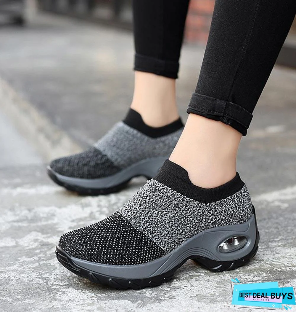 Women Breathable Mesh Slip-On Air Cushion Casual Sneaker Shoes