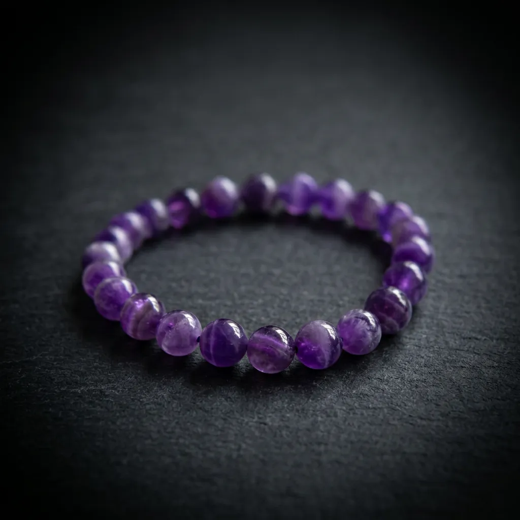 JiStones Lavender Dream Amethyst Bracelet | Hand-Selected Natural Purple Crystal Grand Radiance - 14mm
