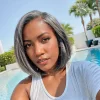 Salt and Pepper Grey Glueless Straight Bob Hair Wig