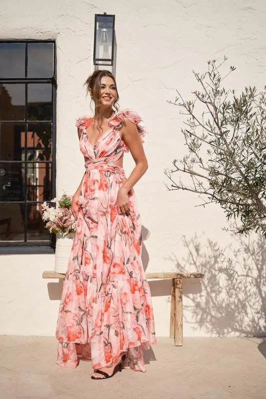 Beautiful floral silk composite dress