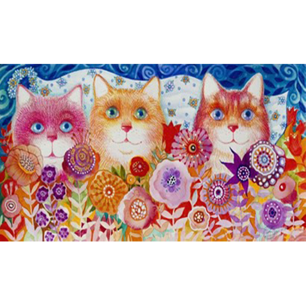 

Cats Flowers - Round Drill Diamond Painting - 50*30CM, 501 Original