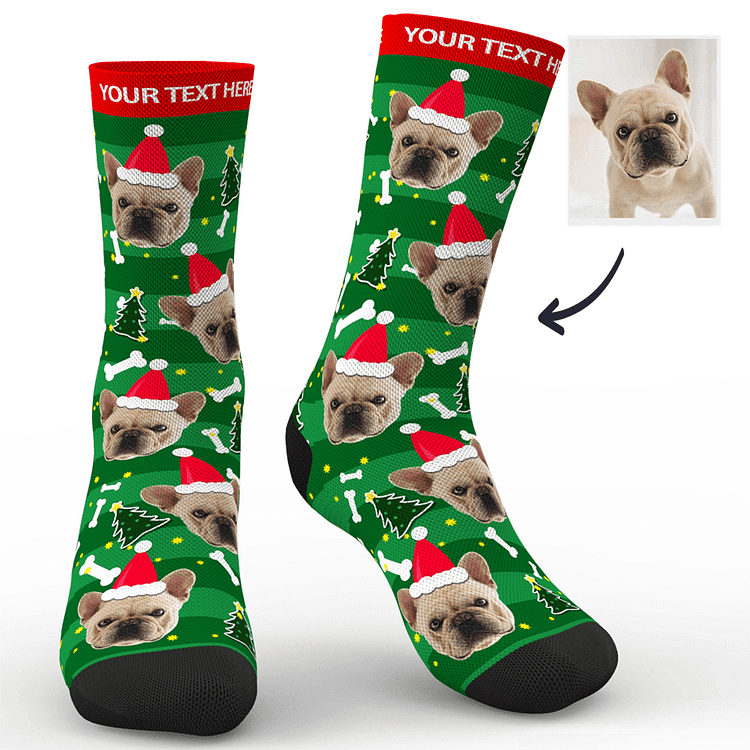 Custom Photo Socks Merry Christmas Dog With Your Text