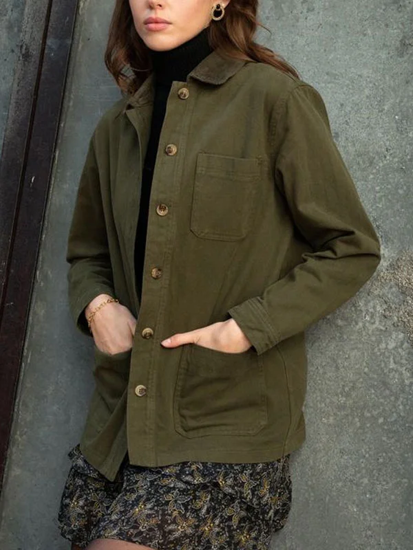 solid colour daily casual work shirt for women