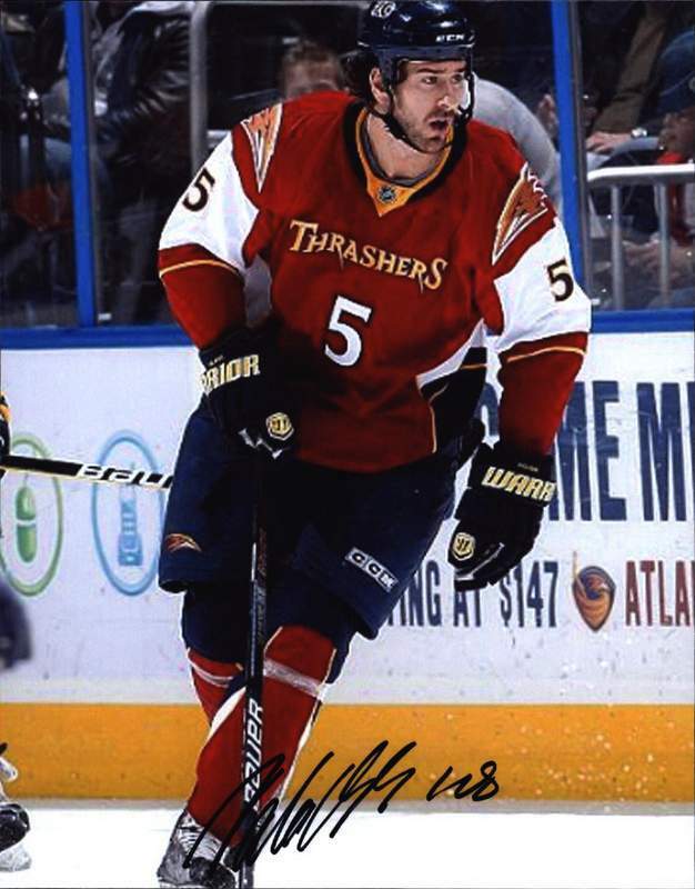 Boris Valabik signed Atlanta Thrashers NHL hockey 8x10 Photo Poster painting Cert Autographed A6