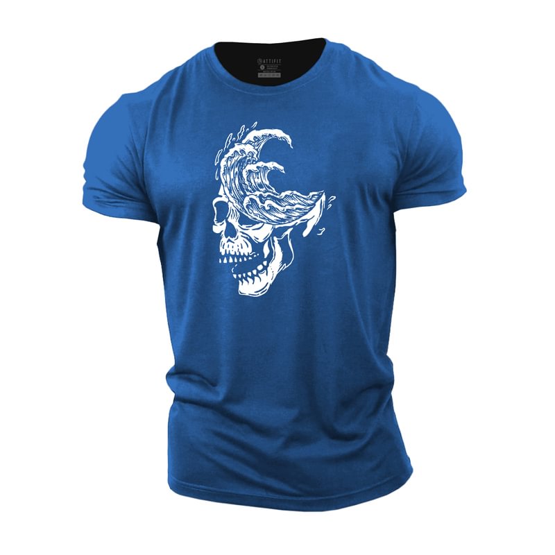 Cotton Skull Sea Graphic Men's T-shirts tacday