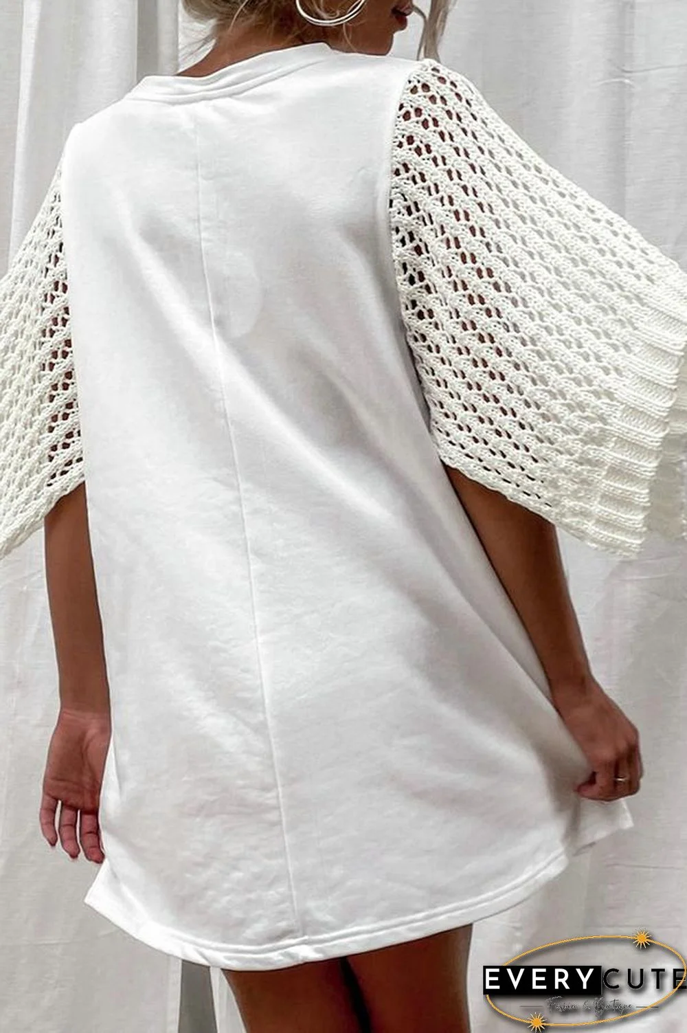 Street Round Neck Straight Cut Mini Dress P15515