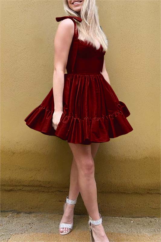Hidais Jade Green Spaghetti Strap Sweetheart Short Homecoming Dress With Ruffles