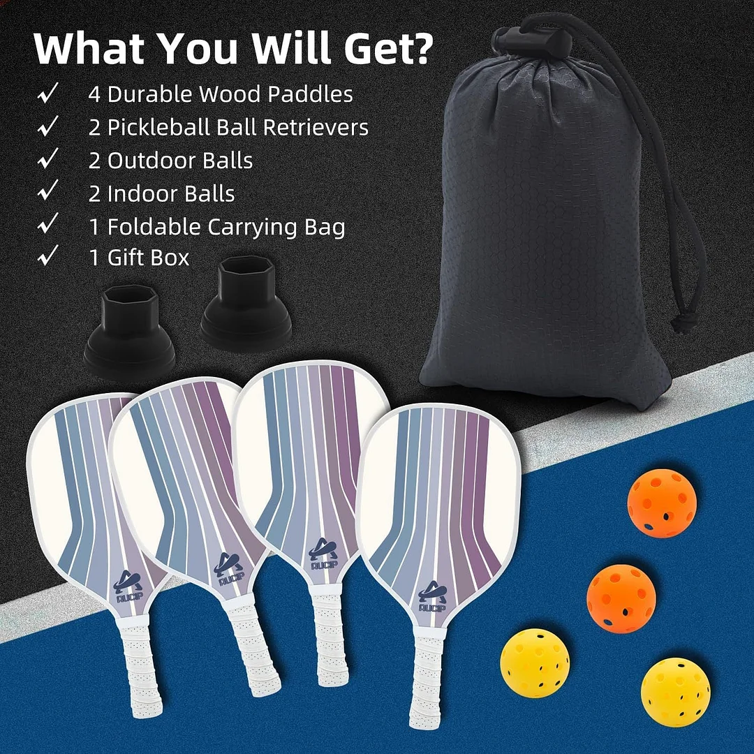 Pickleball Set with Paddles Balls and Carrying Bag