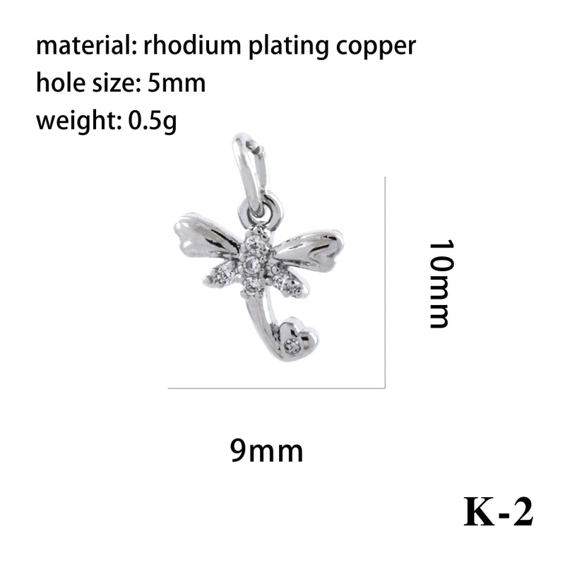 Elegant Minimalist Bee Dragonfly Butterfly Copper Plating Inlay Zircon 18k Gold Plated Charms