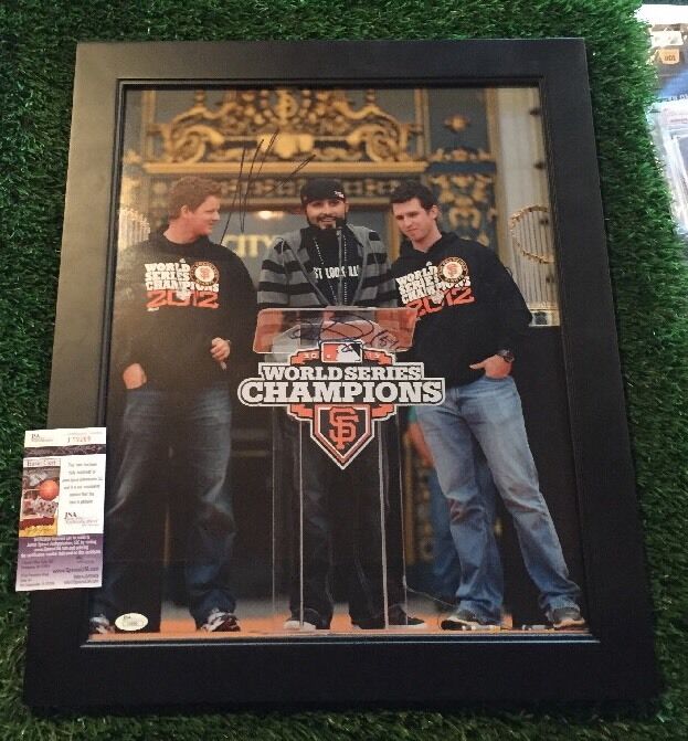 2012 SAN FRANCISCO GIANTS WORLD SERIES CHAMPS POSEY CAIN SIGNED Photo Poster painting 16x20 JSA