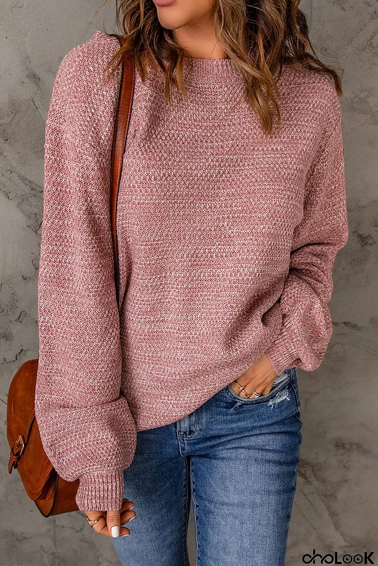 Subtle Heather Knit Bishop Sleeve Sweater