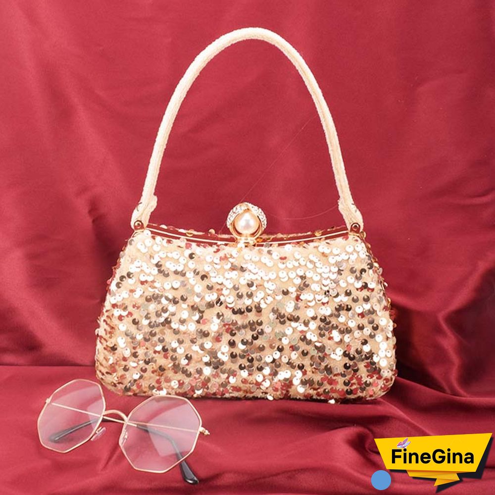 Black Formal Patchwork Sequins Bags