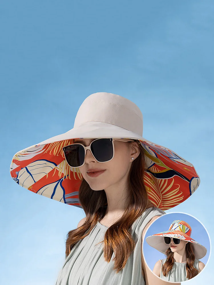 Women Summer Travel Dual-side Plant Large-brim Hat