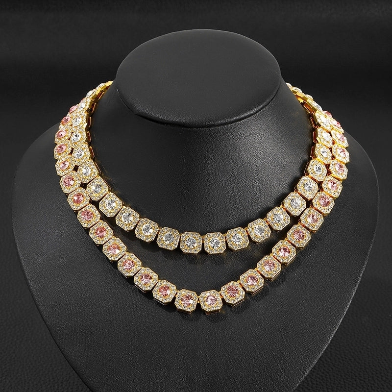 Hip-Hop Retro Solid Color Zircon Alloy Necklace