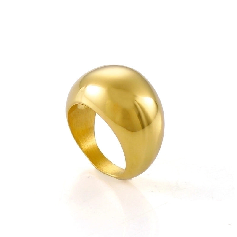Fashion Solid Color Arc Large Smooth Stainless Steel  Geometric Ring