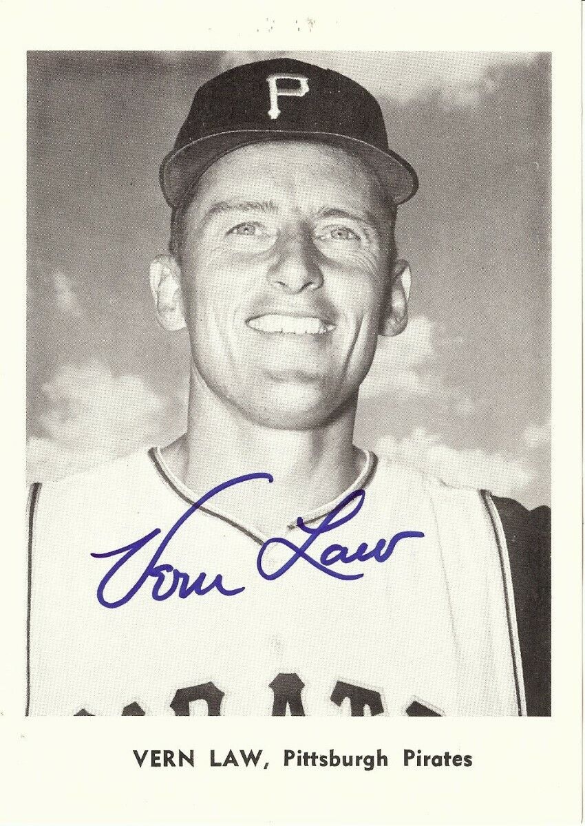 Vern Law Signed Autographed 5X7 Photo Poster painting 1961 Jay Publishing Pirates COA