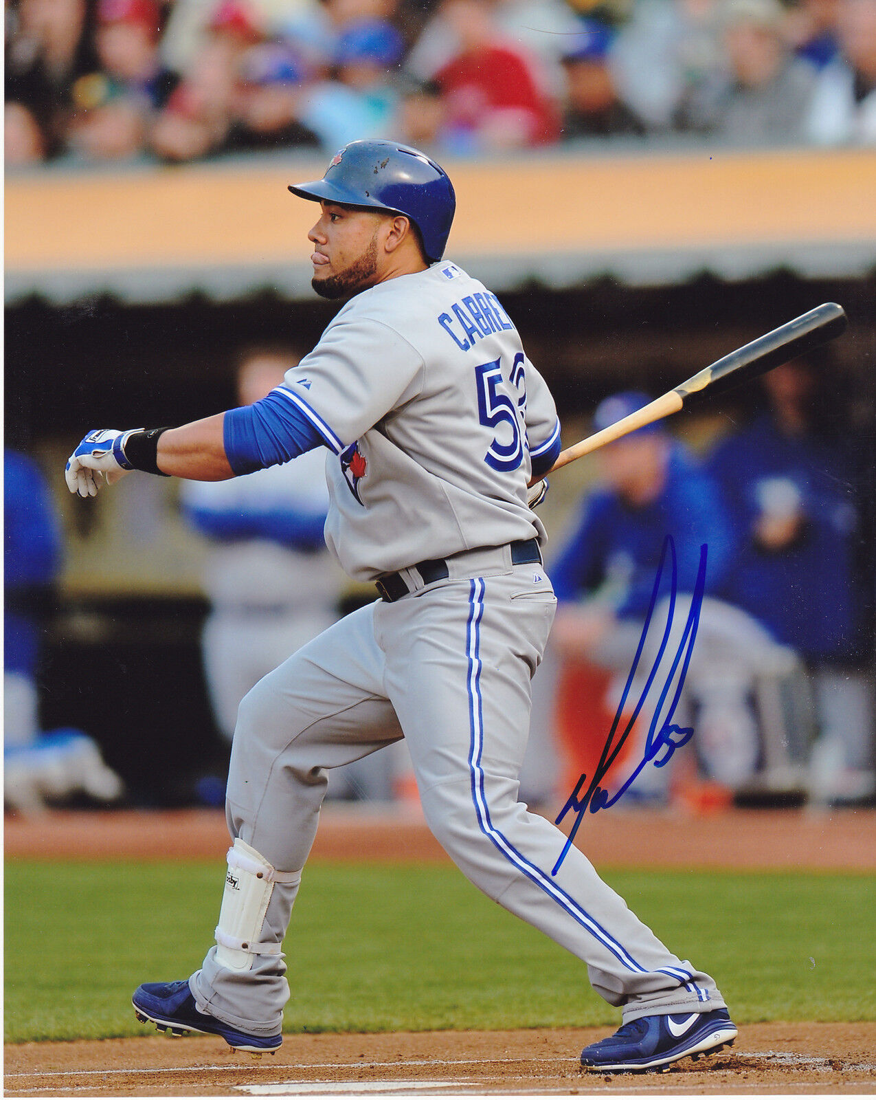 MELKY CABRERA TORONTO BLUE JAYS ACTION SIGNED 8x10