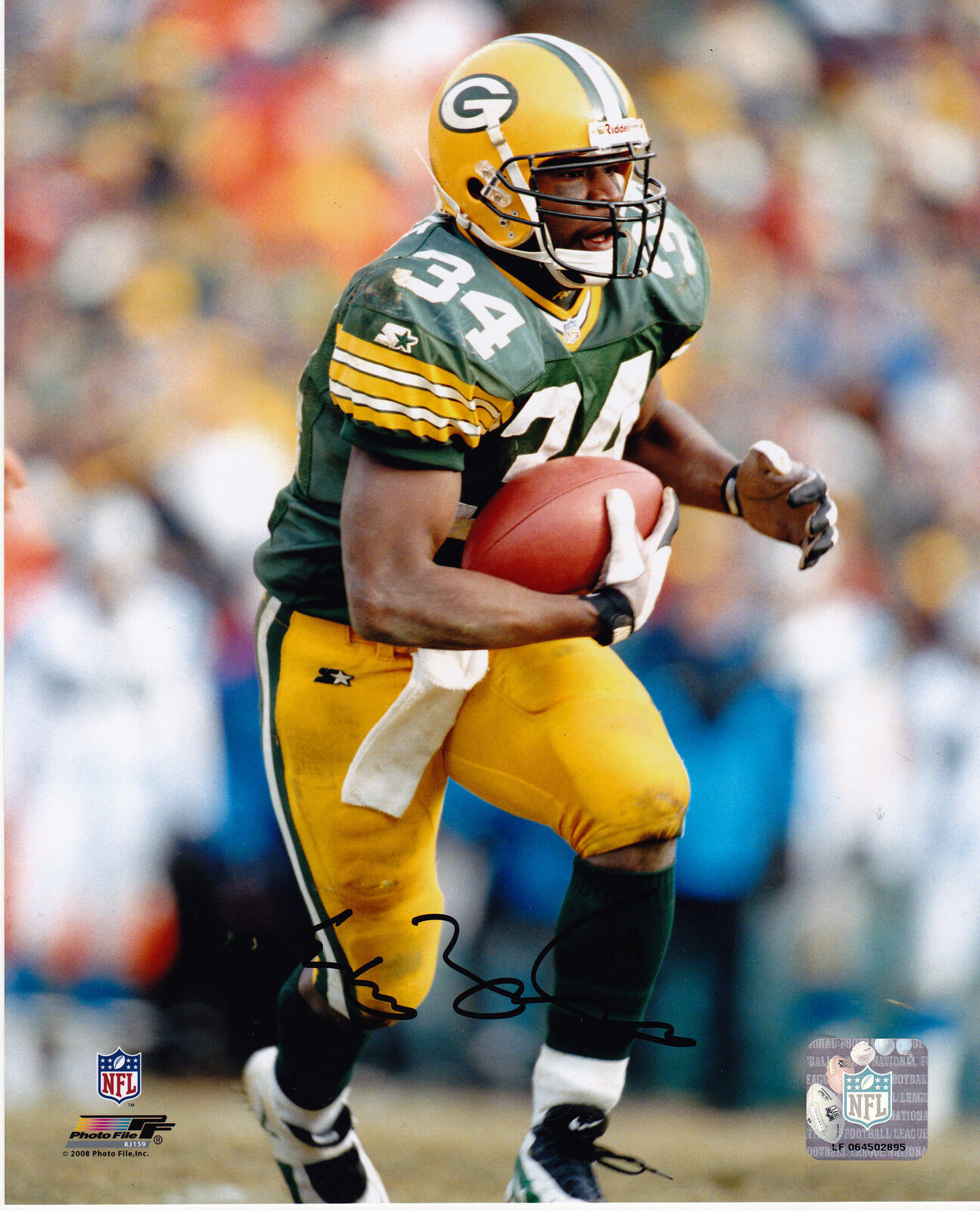 EDGAR BENNETT GREEN BAY PACKERS ACTION SIGNED 8x10