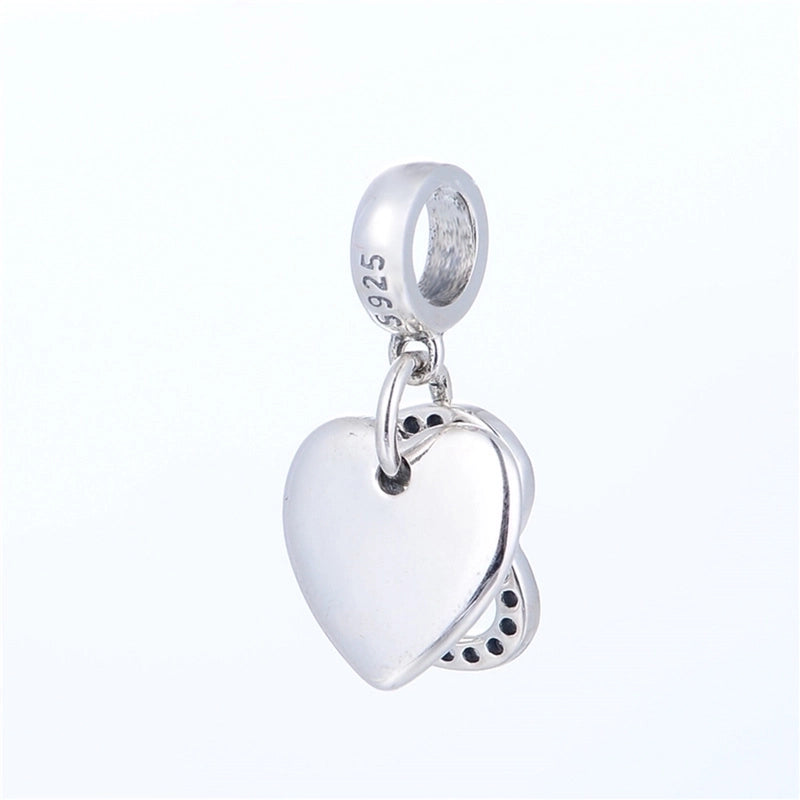 Basic Wedding Romantic Heart Shape Sterling Silver Beaded Plating Inlay Zircon Rhodium Plated Jewelry Accessories
