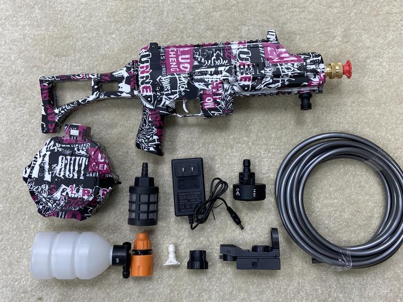 Product Introduction of 【Deals For You Days】Mr IRONSTONE High Pressure Washer Gun with 3/8'' Quick Connector. Swivel Car Washer Gun Toy with 5 Pressure Washer Nozzle Tips & charing Station & Filter. Men's Gift. Father's Day Gift 26