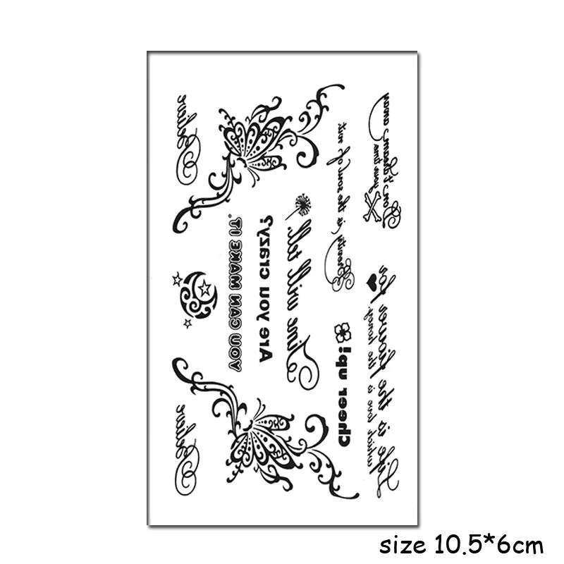 Temporary Tattoo Stickers Sexy Cross English Alphabet Line Fake Tatto Waterproof Tatoo Hand Leg Belly Small Size for Women Men