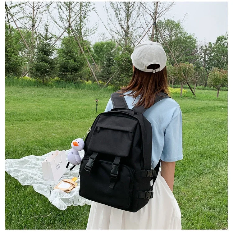 Canvas Female Campus Large-capacity Backpack Fashion All-match Student Tooling Style Backpacks Male Multifunctional Travel Bolsa 711-1