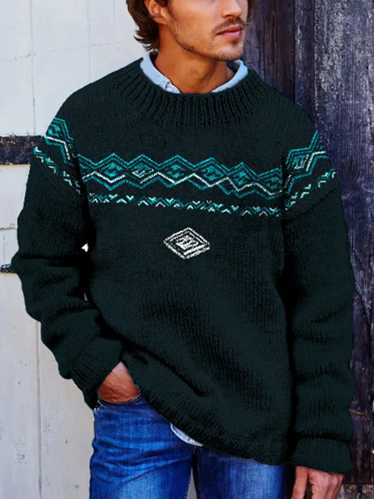Retro Graphics Surf Jacquard Crew Neck Sweater