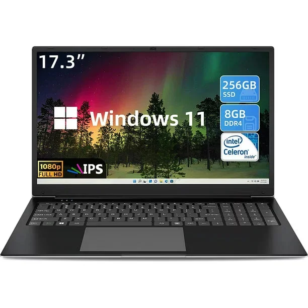 SGIN 17" Laptop 8GB DDR4 256GB Rom Laptops with IPS Full HD, Windows 11 Home Laptop Computer, Intel Celeron N4020 (up to 2.8GHz), Mini HDMI, Dual Wifi, Expandable Storage 512GB TF