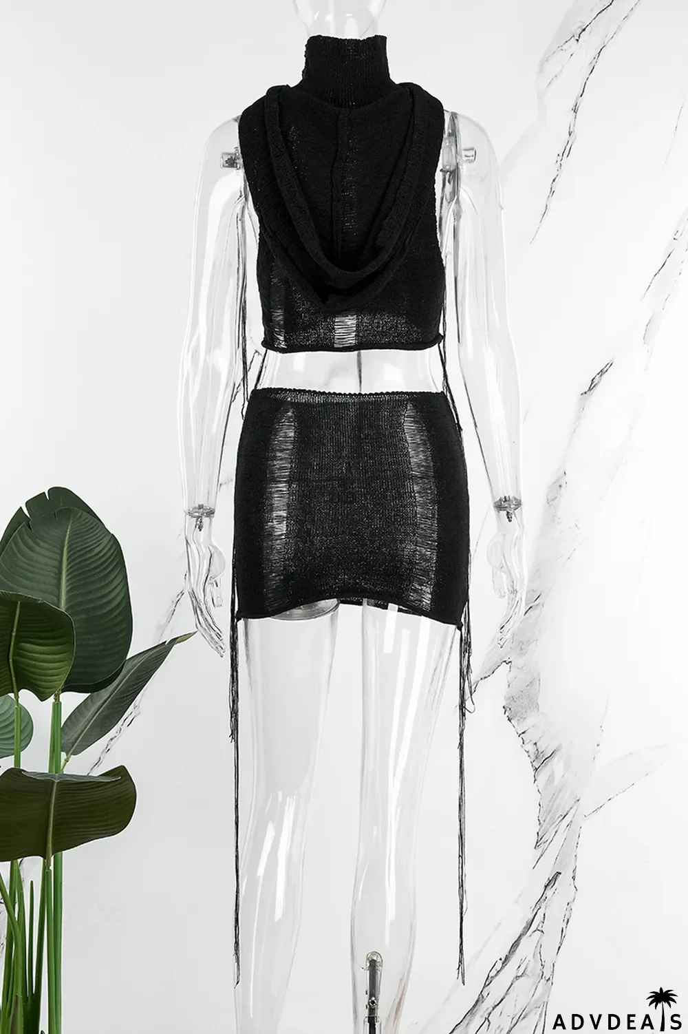 Green Sexy Casual Solid Hollowed Out Hooded Collar Sleeveless Two Pieces