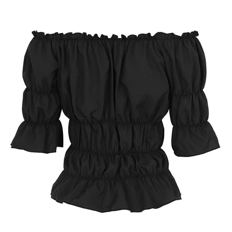 Women Renaissance Medieval Chemise Shirt Victorian Girls Gothic Retro Peasant Wench off shoulder Blouse Resist top Costume